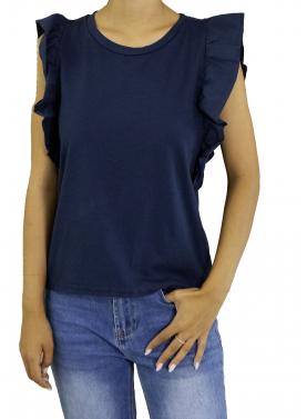 T shirt con volant tinta unita 